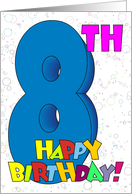 8th Birthday Bubbles card
