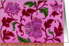 Pink Floral Damask Note Card, Greeting Card, ’Beijing Passion’ card