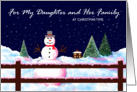 Christmas Card, Daughter and Her Family, Snowman, ’A Christmas Welcome’ card