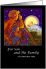 Christmas Card, Son and His Family, Shepherds and Christ Child, ’Let Us Adore Him’ card