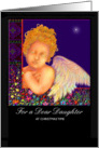 Christmas Card, Daughter, Angel and Manger, ’The First Noel’ card