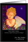 Christmas, Father, Angel and Manger, ’The First Noel’ card