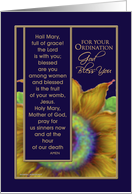 Ordination, Priest, Catholic, Paper Greeting Card or FlipEcard, ’Sunflower’, Rosary card