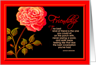 Friend, Birthday Greeting Card, ’Red Orange Rose’ card