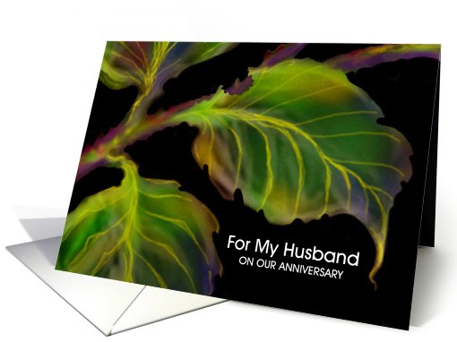 Husband, Anniversary ArtCard, Paper Greeting Card, 'Leaves' card