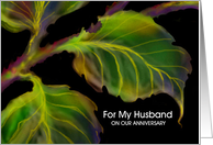 Husband, Anniversary ArtCard, Paper Greeting Card, ’Leaves’ card