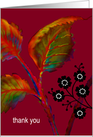 Thank You Note, Greeting Card, ’Flaming Leaves’ card