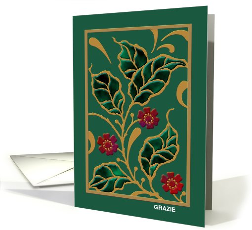 Italian Thank You Note, Greeting Card, 'Jeweled Leaves' card (279281)