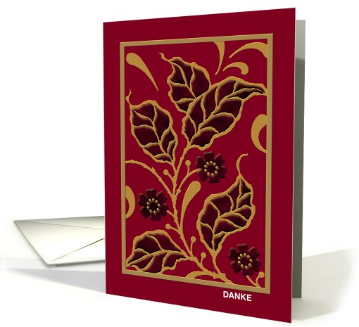 German Thank You Note, Greeting Card, 'Jeweled Leaves' card (279327)
