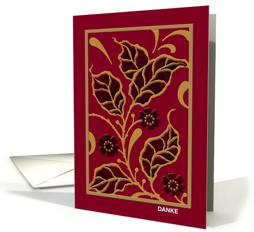 German Thank You Note, Greeting Card, 'Jeweled Leaves' card (279327)