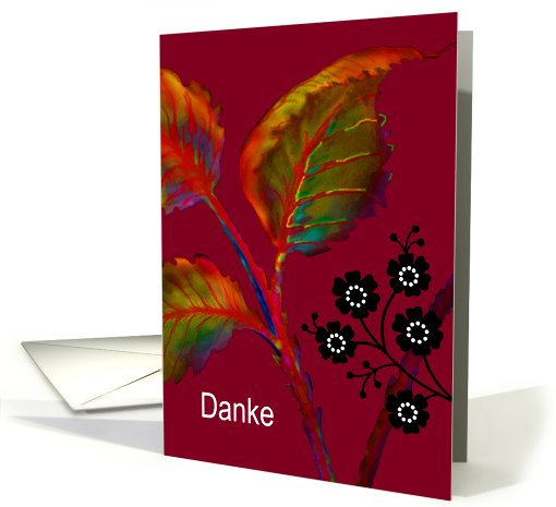 German Thank You Note, Greeting Card, 'Flaming Leaves' card (279601)