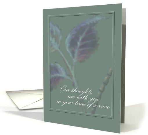 Sympathy Paper Greeting Card, 'Leaves In the Rain with Bamboo' card