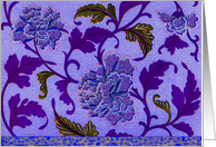 Purple Floral Damask Note Card, Greeting Card, ’Beijing Nights’ card