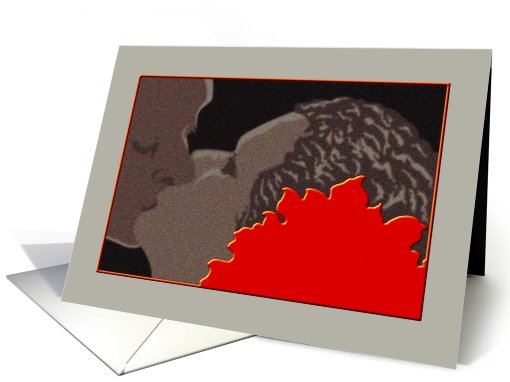 Afro-American Note Card, Mens Stationery, 'The Kiss', Vintage card