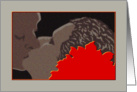 Afro-American Note Card, Mens Stationery, ’The Kiss’, Vintage card