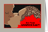 Afro-American. Anniversary Greeting Card, ’The Kiss’, Vintage card