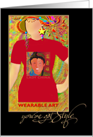 For Her Birthday Greeting Card, ’Lady China’ T-Shirt card. card