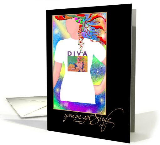 For Her Birthday Greeting Card, 'Diva' T-Shirt card. card (490151)