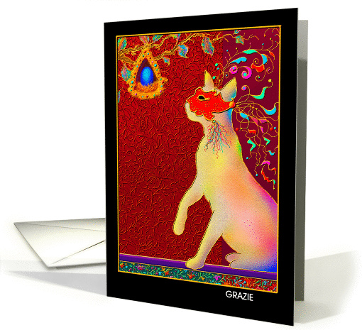 Italian Thank You Greeting Card, 'ROMEO CAT' card (569887)