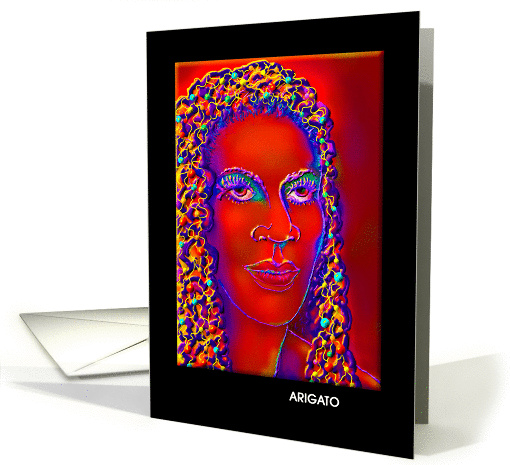 Japanese Thank You Greeting Card, 'A Face of Strength in a... (572323)
