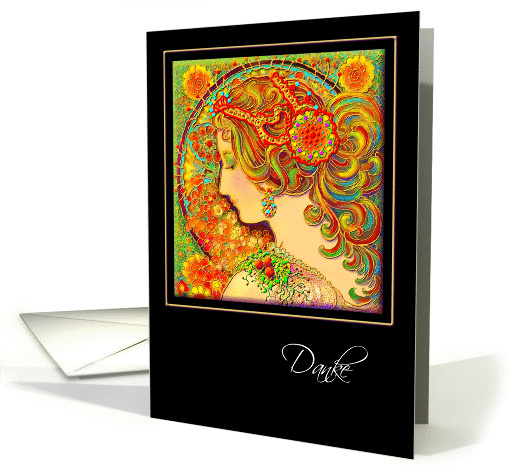 German Thank You Greeting Card, 'An Art Nouveau Fantasy' card (573074)