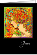 Spanish Thank You Greeting Card, ’An Art Nouveau Fantasy’ card