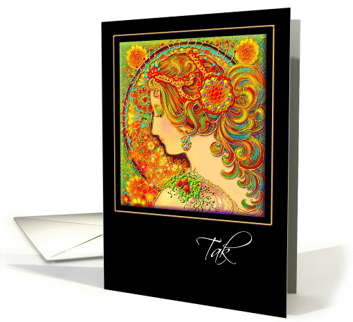 Danish Thank You Greeting Card, 'An Art Nouveau Fantasy' card (573248)