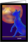 German Thank You Card, ’Bast’ Egyptian Blue Stone Goddess Painting card