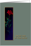 Loss of Uncle, Red Rose, Sympathy Card