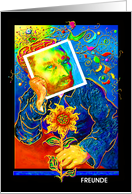 German Friendship, ArtCard, Greeting Card, ’Van Gogh With Sunflower’ card