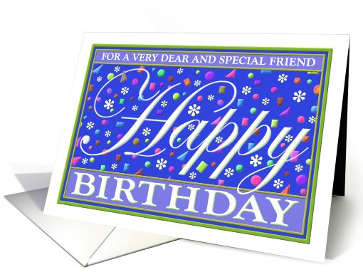 Special Friend Birthday Caption Card, 'Happy Card Series' Blue card