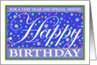 Special Friend Birthday Caption Card, ’Happy Card Series’ Blue card