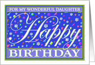 Daughter, Birthday Greeting Card, Blue, ’Happy Card Collection’ card