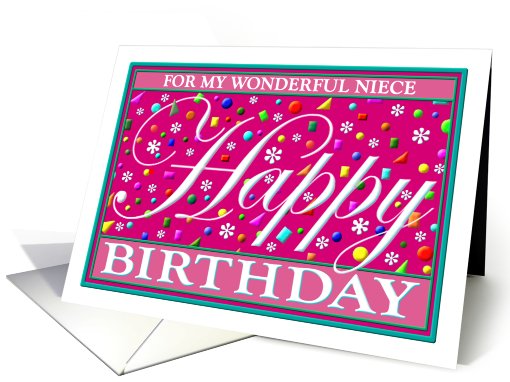 Niece, Birthday Greeting Card, Pink, 'Happy Card Collection' card