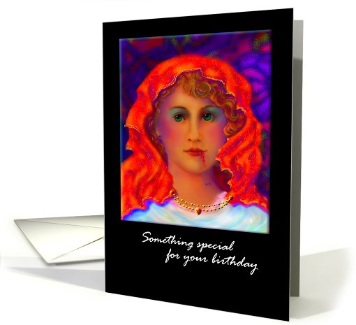 Birthday Greeting Card, 'A 21st century Little Red Riding Hood' card