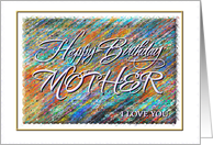 Birthday, Mother from Son, Greeting Card, ’Primitive Multi-Colored Granny Rug’ card