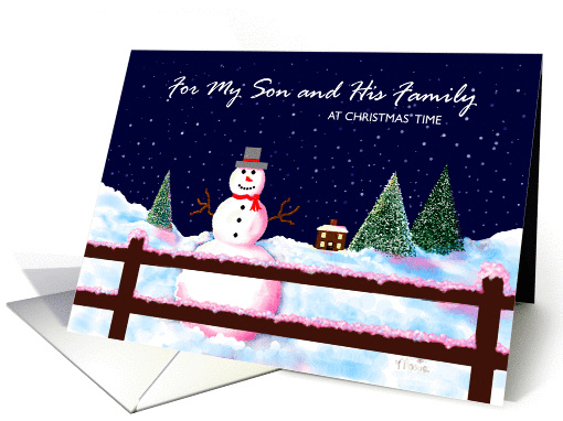 Christmas Card, Son and His Family, Snowman, 'A Christmas... (849981)