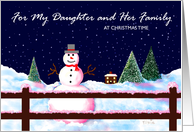 Christmas Card, Daughter and Her Family, Snowman, ’A Christmas Welcome’ card