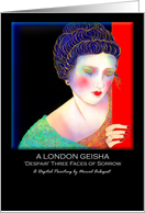 Note/Greeting Card. Titled, Blank Inside, Any Occasion, ’A London Geisha’ Longing for Home’ card