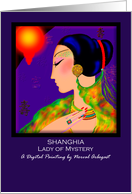 Note/Greeting Card. Titled, Blank Inside, Any Occasion, ’’Shanghia’ Lady of Mystery card