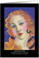 Notecard, Titled, Blank Inside, Real Paper Greeting Card, ’Working Girl’ Three Faces of an American Venus, Face #3 card