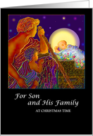 Christmas Card, Son and His Family, Shepherds and Christ Child, ’Let Us Adore Him’ card