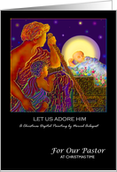 Christmas Card, Our Pastor, Shepherds and Christ Child, ’Let Us Adore Him’ card