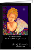 Christmas, Godmother, Angel and Manger, ’The First Noel’ card