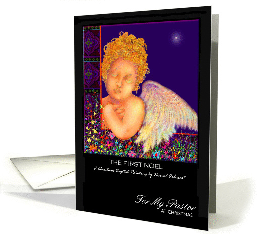 Christmas, My Pastor, Angel and Manger, 'The First Noel' card (865421)