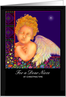 Christmas, Niece, Angel and Manger, ’The First Noel’ card