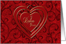 I Love You - Red & Gold Heart card