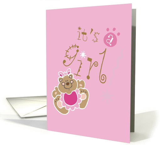 It's a Girl! Teddy Bear Baby Announcement card (146070)
