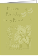 Happy Birthday to my Boss - Flowers & Dragonfly card