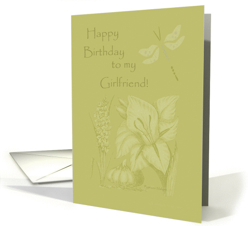 Happy Birthday to my Girlfriend! - Flowers & Dragonfly card (157167)